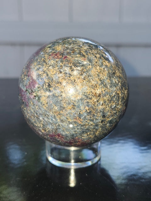 Ruby in kyanite sphere! 12.5 ounces, 57.8mm, 2.27 inches uv reactive