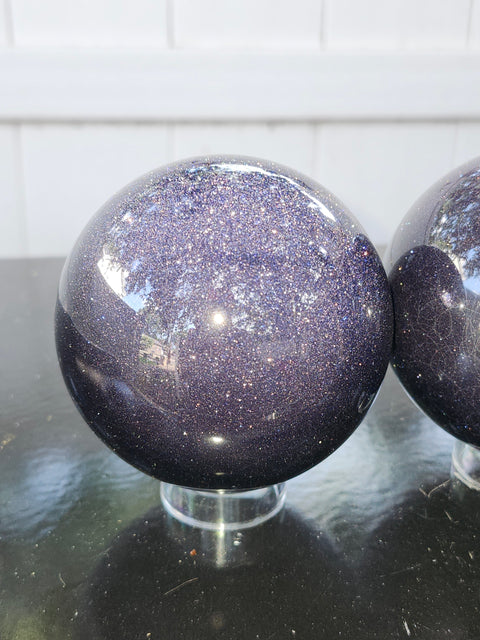 Blue golden sandstone sphere! 1.7 pounds, 78mm, 3 inches