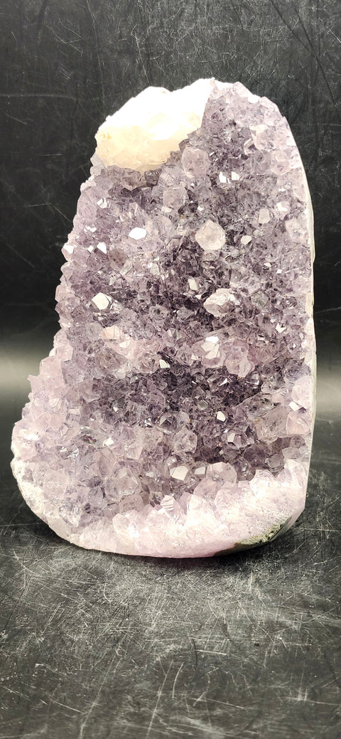 Amethyst cut base free form! 1.8 pounds, 5 inches tall 3 by 3 wide