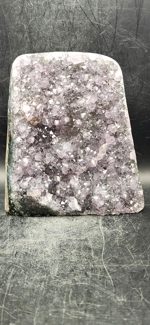 Amethyst cut base free form! 2.2 pounds, 4.5 inches tall, 3.6 wide