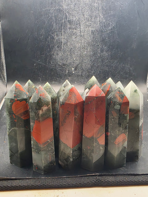 African bloodstone tower! 3.1 to 3.4 inches tall!