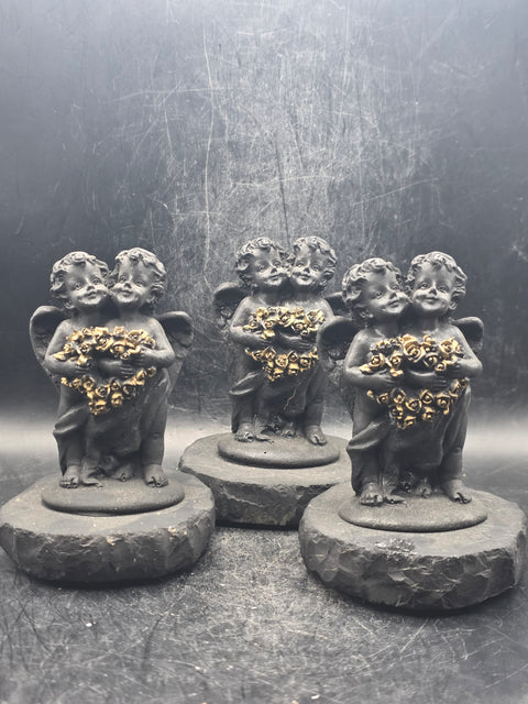 Shungite angel with flowers figurine! 6 ounces, 3.9 inches tall