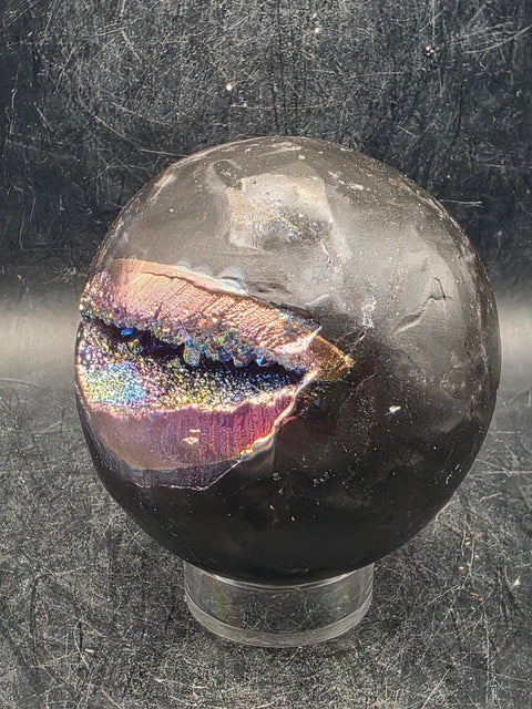 Aura amethyst sphere! 66mm, 2.6 inches, 14 ounces
