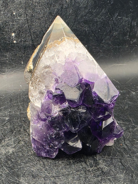 Amethyst Druzy polished top point! 12 ounces, 3 inches tall!