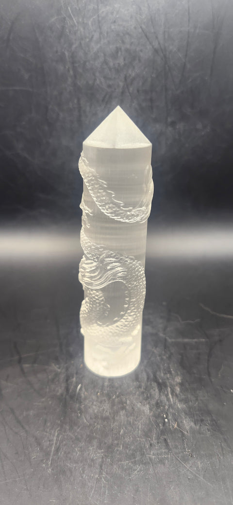 Selenite dragon tower! 4.25 inch tall, 3.7 ounce!