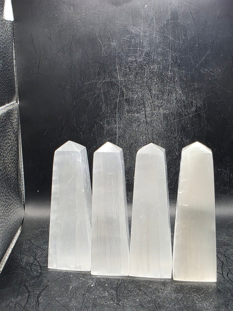 Selenite engraved fairy tower! 3.8 inches tall, 4.5 ounces!