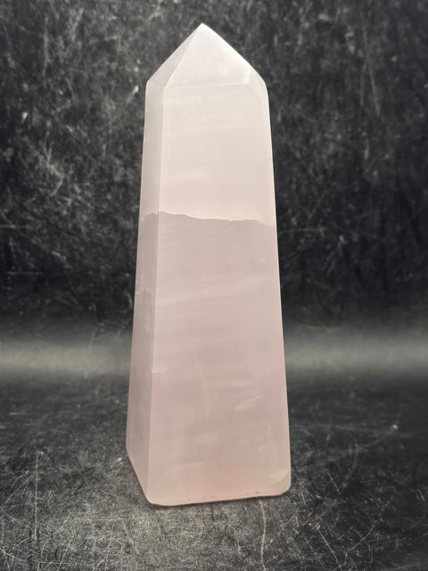 Pink mangano calcite tower! 4.8 inches tall, 11.5 ounces