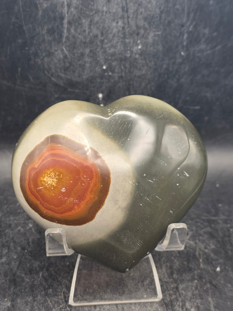 Polychrome jasper heart! 9.6 ounces, 3.3 inches wide, 2.9" tall