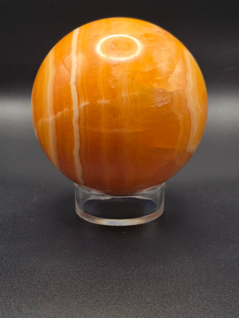 Large orange calcite sphere! 82.6mm, 3.2 inches, 1.12 pounds