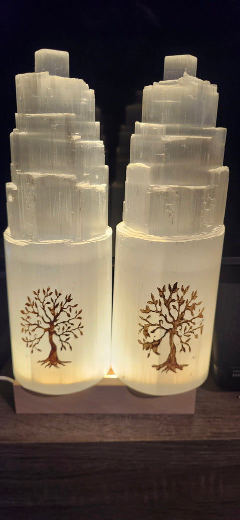 Tree of life selenite lamp! 10 inches tall, 3.5 wide, 4 pounds!