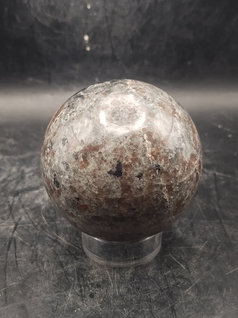 Flame stone sphere "yooperlite" 58mm, 2.2 inches, 9.6 ounces!