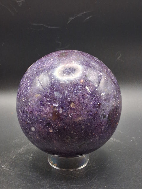 Large lepidolite sphere! 78.8mm, 3.1 inches, 1.8 pounds