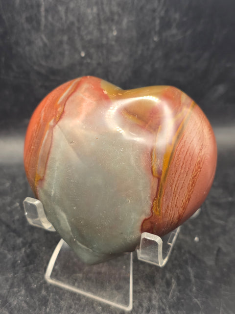 Polychrome jasper heart! 10 ounces, 3.2 inches wide, 3" tall