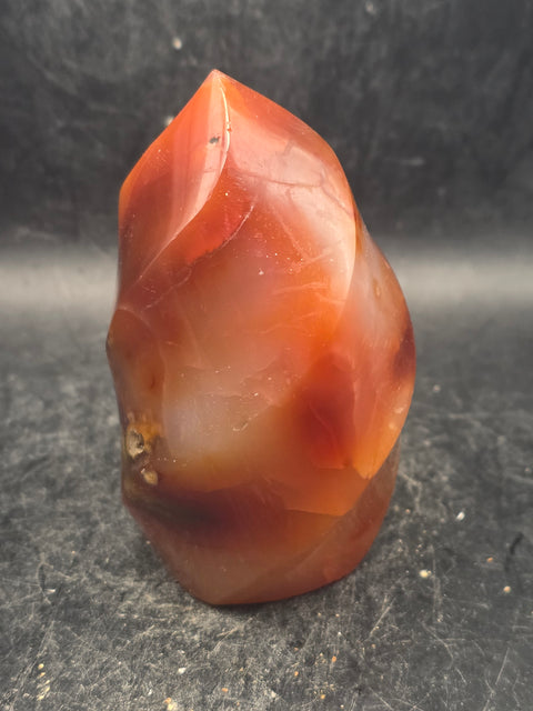 Carnelian agate flame tower! 10 ounces, 3.2 inches tall, 2.2" wide!