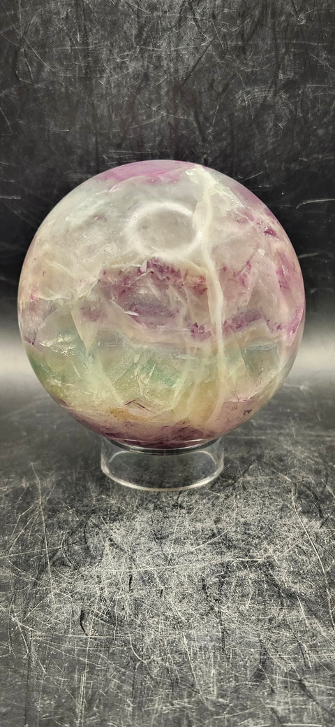 Candy florite sphere! 70.5mm, 2.7 inches, 1.4 pounds