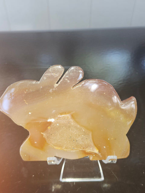 Druzy agate rabbit! 4.5 by 3.1 inch, 8 ounces