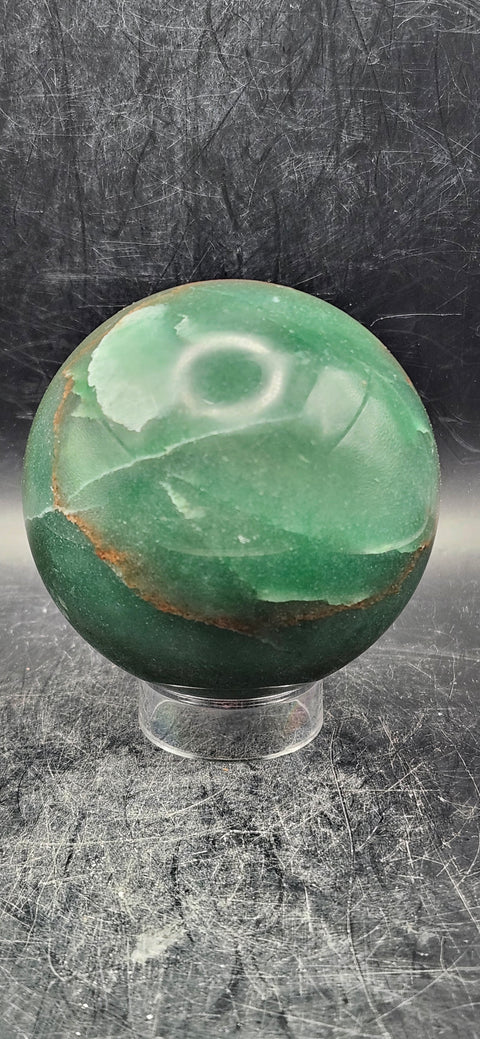 Green aventurine sphere! 67.7mm, 2.6 inches, 15.2 ounces