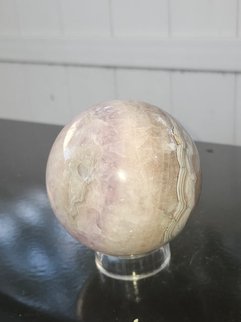 Amethyst lace agate sphere! 1.15 pounds, 85mm, 3.3 inches