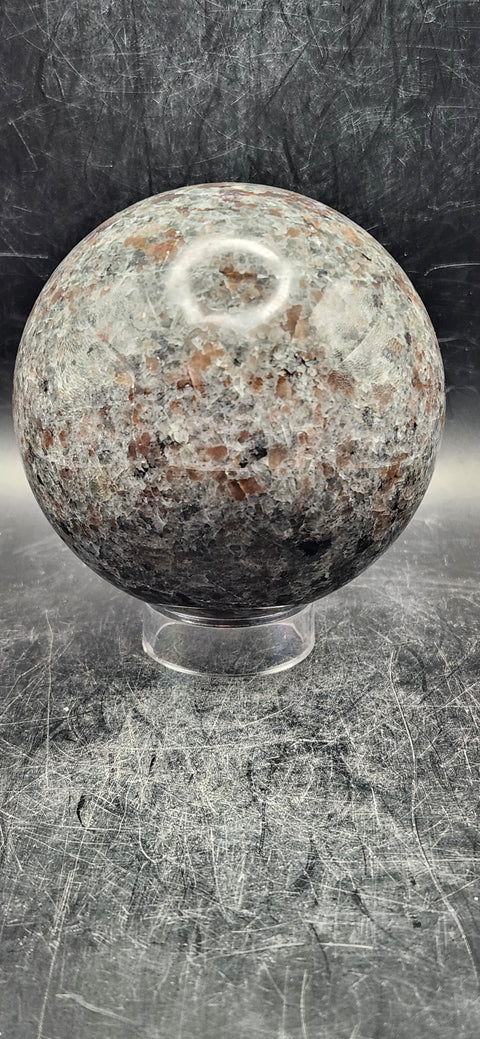 Flame stone sphere "yooperlite" 74.6mm, 2.9 inches, 1.4 pounds