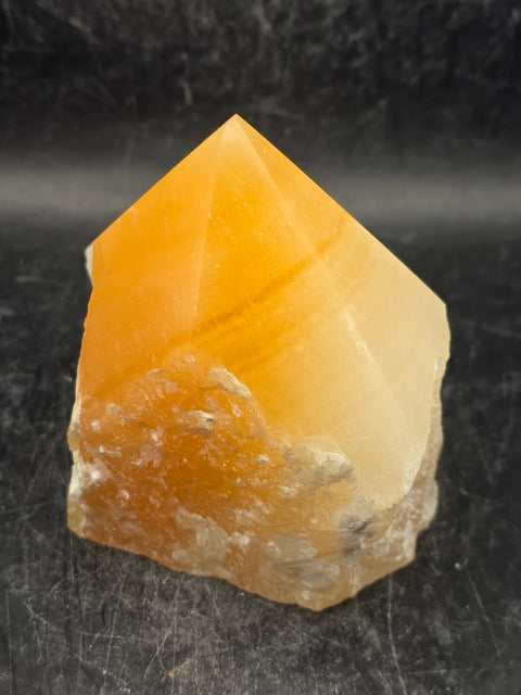 Orange calcite polished top point! 1 pound, 3.1 inches tall, 3.2" wide