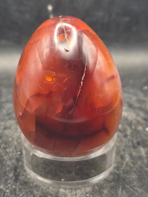 Carnelian agate egg! 7.5 ounces, 2.5 inches tall, 1.9 inches wide