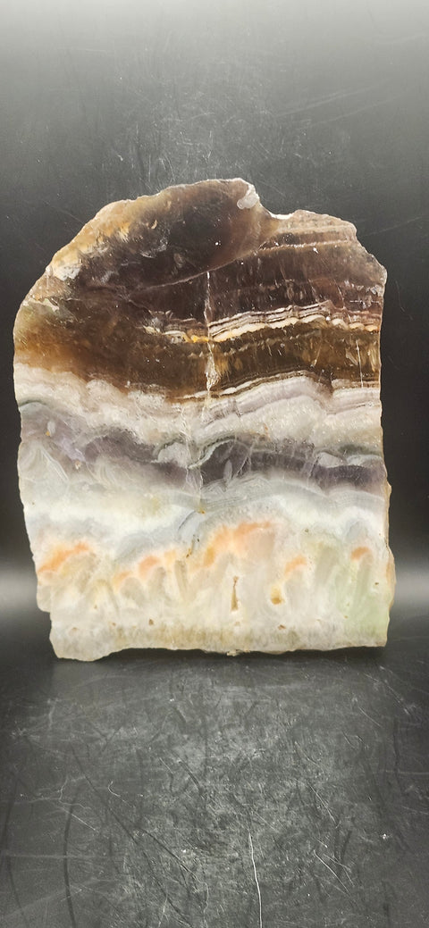 Striped calcite slab! 1.4 pounds, 5.5 inches tall, 4.5 wide