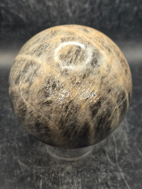 Black moonstone sphere! 73.5mm, 2.8 inches, 1.2 pounds