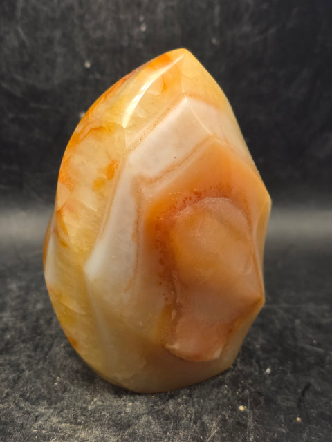 Carnelian agate flame tower! 12 ounces, 3.3 inches tall, 2.2" wide!