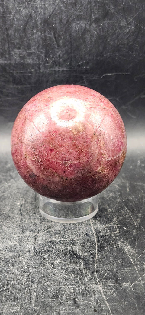 Rhodonite sphere! 57.9mm, 2.2 inches, 13 ounces