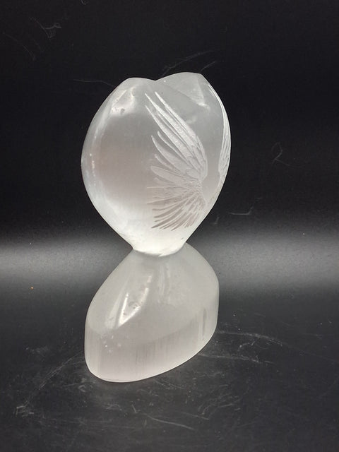 Selenite angel wing heart! 14 ounces, 4 inches tall, 3" wide
