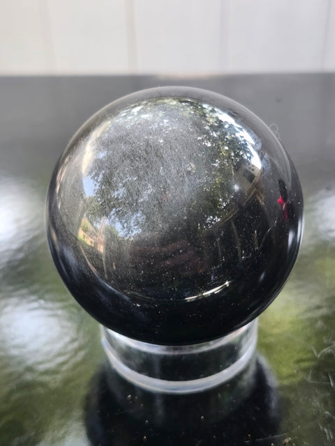 Silver obsidian sphere! 2.5 inches, 63mm, 11.5 ounces