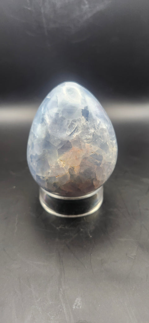 Blue calcite egg. 2.8 inches, 11.2 ounces