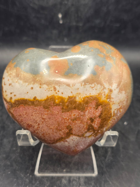 Polychrome jasper heart! 9 ounces, 3 inches wide, 2.7" tall