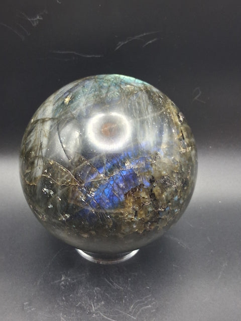 Jumbo labradorite sphere! 96mm, 3.7 inches  2.14 pounds
