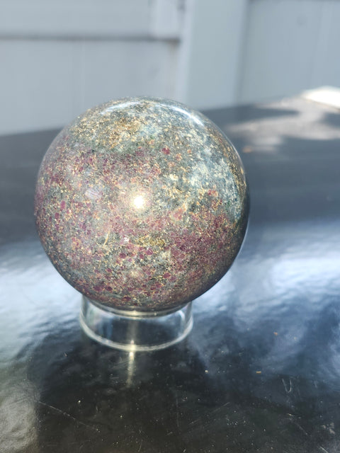 Ruby in kyanite sphere! 11.5 ounces, 55.8mm,2.20 inches uv reactive