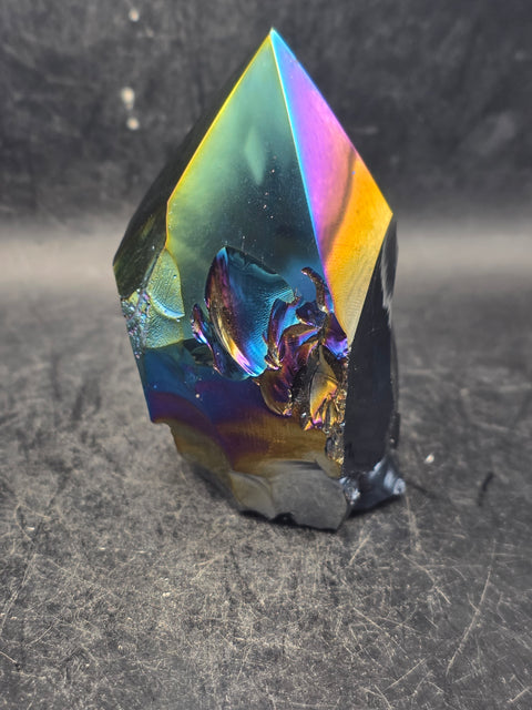 Titanium obsidian polished top point! 7.8 ounces, 3 inches tall!