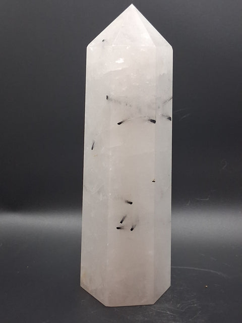Large Tourmilated quartz tower! 1.11 pounds, 7 inches tall
