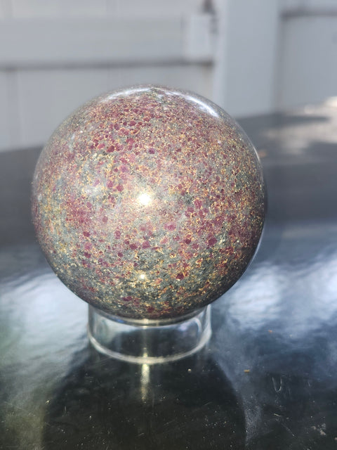 Ruby in kyanite sphere! 11.5 ounces, 55.8mm,2.20 inches uv reactive