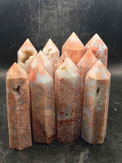 Pink agate tower! 2.8 too 3.8 inches tall!