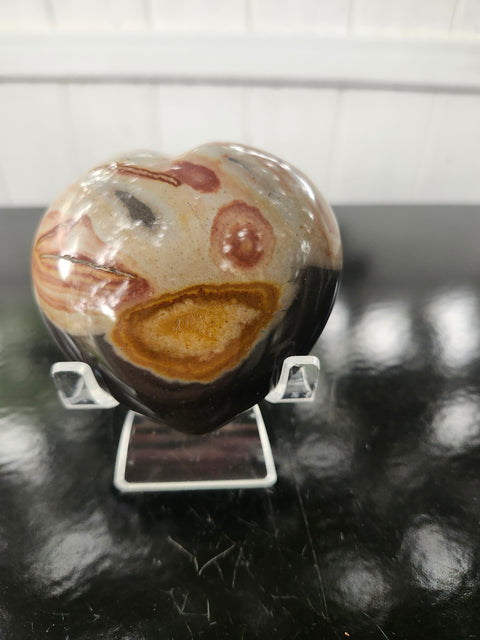 Polychrome jasper heart! 8.5 ounces, 3 inches wide