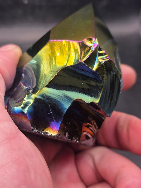 Titanium obsidian polished top point! 7.8 ounces, 3 inches tall!