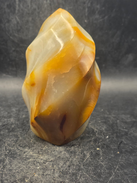 Carnelian agate flame tower! 15 ounces, 3.5 inches tall, 2.5" wide!