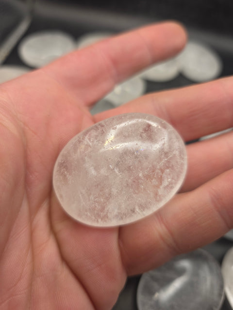 Clear quartz pillow palm stone! 1.7 inch