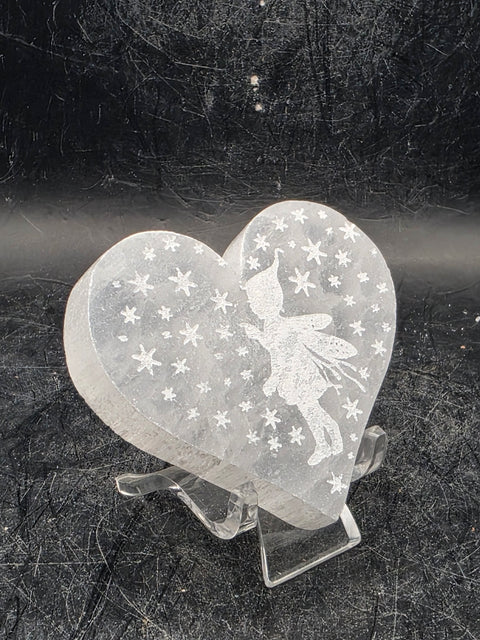 Selenite fairy heart! 2 inches by 2 inches!