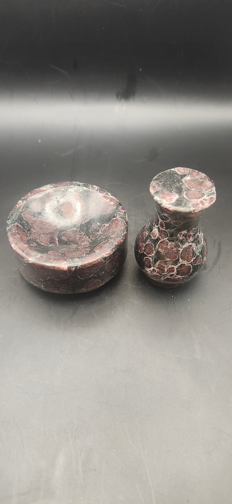 Astrophyllite garnet firework bowl and vase set!! 10 ounces