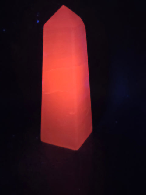 Pink mangano calcite tower! 4.8 inches tall, 11.5 ounces