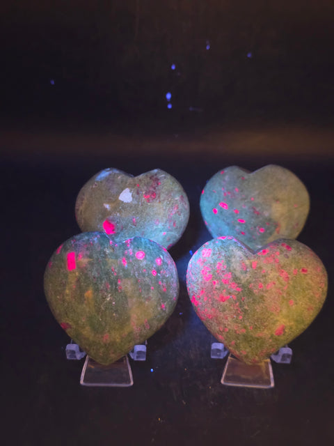 Ruby fuchite heart! 2.5 ounces, 1.8 inches by 1.8 inches