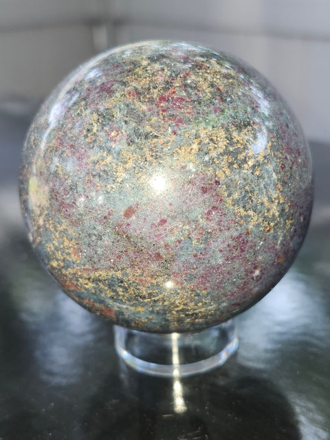 Ruby in kyanite sphere! 1.4 pounds, 66.8mm, 2.63 inches uv reactive