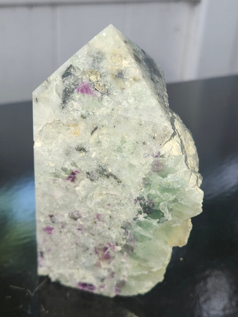 Pyrite in florite free form tower!!  4.4 inches tall, 2.5 inches wide, 1.2 pounds