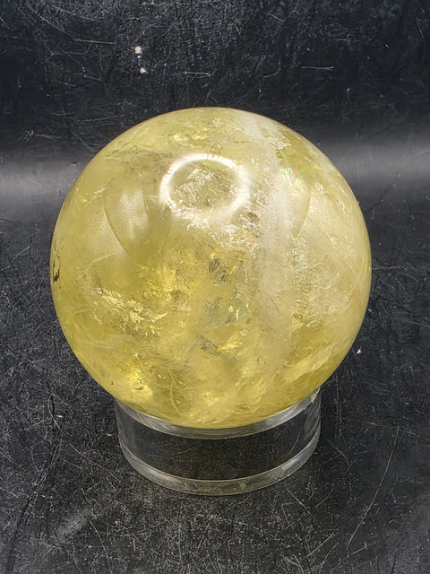 Lemon quartz sphere! 63.7mm, 2.5 inches, 12.6 ounces!